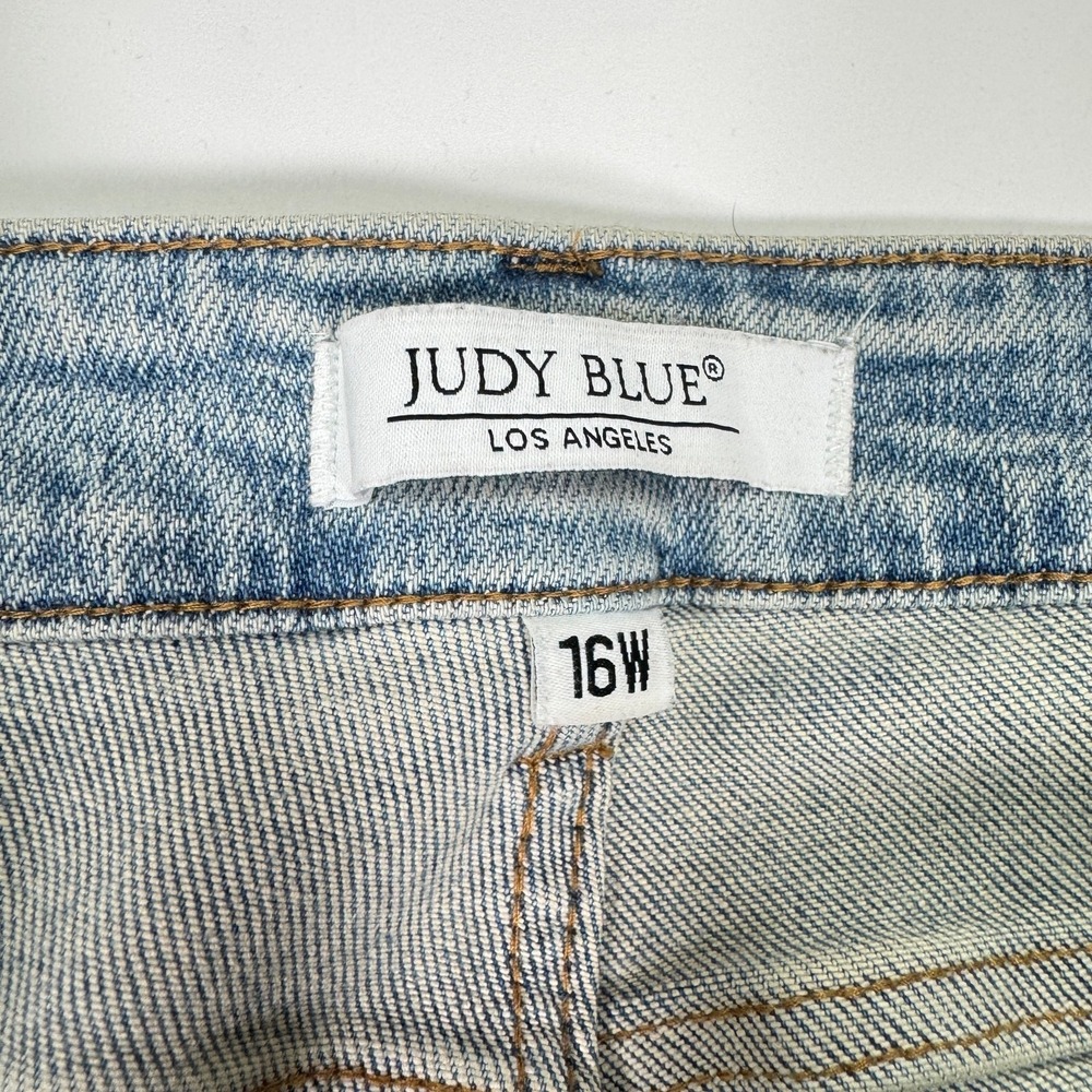 Judy Blue Jeans Womens 16W Light Wash Distressed Straight Side Slit Plus - Picture 4 of 16